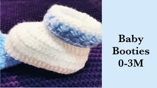 Baby Boy Set: How to crochet cuffed baby booties | shoes 0-3M Crochet for Baby #178