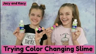 Trying Color Changing Slime ~ Jacy and Kacy