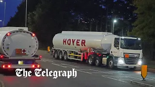 Army tanker drivers deliver fuel to petrol stations for the first time