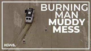 Burning Man attendees return home after heavy rain turned festival into muddy mess