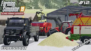 Making bales with stationary baler | Animals on Erlengrat | Farming Simulator 19 | Episode 12