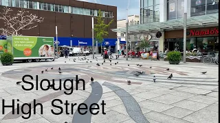 Walk Tour of Slough High Street Berkshire United Kingdom