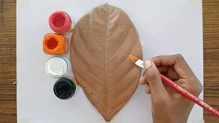 Acrylic painting Bird on Tree / easy Painting on leaf/easy Painting