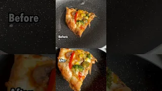 Trying VIRAL Pizza Hack: How to REHEAT a COLD Pizza? Is it the BEST WAY? #viralhacks #foodshorts