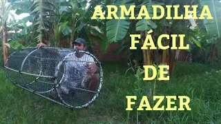ARMADILHA FEITA COM BAMBU E AROS DE BICICLETA