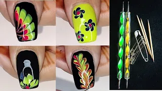 easy nailart design using safety pin hack at home 🤫 #nails #youtubevideo