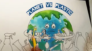 Planet vs plastic drawing.Planet vs plastic poster ideas.Earth day drawing 2024 theme.