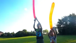 Troy Plays with Rocket Balloons Outdoor Fun for Kids