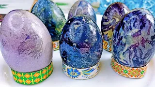 Красивые яйца на Пасху без красителей.Космические пасхальные яйца.