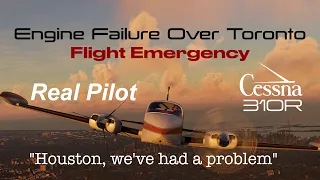 Engine Failure Emergency - Real Pilot Lesson- MilViz Cessna 310R- "Houston We've Had a Problem" -4K