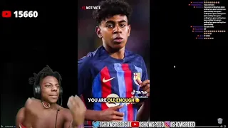 IShowSpeed reacts to Barcelona's Lamine Yamal at 15 years old