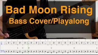 Bad Moon Rising - Bass Cover and Playalong with Notation and Tab