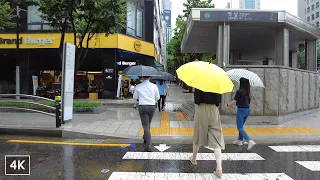 Walking Tehran Boulevard in the Rain, Seoul Gangnam to Samseong Station 4K Rain Ambience