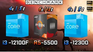 Intel i3 12100F vs Ryzen 5500 vs i3 12300 // Benchmark // Test in 7 Games