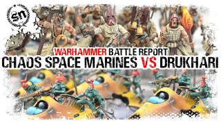 Chaos Space Marines vs Drukhari - Warhammer 40,000 (Battle Report)