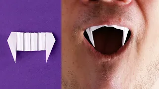 How to make vampire teeth with paper / Origami tutorial / Paper vampire teeth / DIY