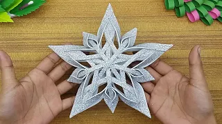 Snowflakes for Christmas decoration | Glitter paper snowflake | Short Ideas for Christmas decoration