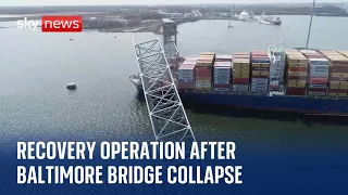 Recovery operation begins after Baltimore bridge collapse and six people 'presumed dead'
