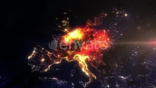 Realistic Earth Zoom In Night Lights Clouds Europe | Motion Graphics - Envato elements