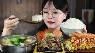 ASMR KOREAN FOOD🍚 BULGOGI, SOYBEAN SOUP, SPAM, EGG ROLL, KIMCHI | COOKING & MUKBANG | EATING SOUNDS