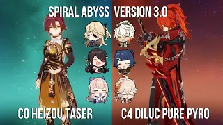 C0 Heizou Taser - C4 Diluc Pure Pyro | 3.0 Spiral Abyss Floor 12 | Genshin Impact