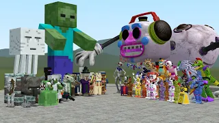 ALL MINECRAFT MOBS VS ALL FNAF 1-9 SECURITY BREACH ANIMATRONICS In Garry's Mod! (Five Nights Freddy)