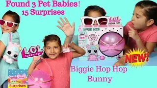 LOL Surprise Biggie Pets Eye Spy Series Hop Hop Bunny 15 Surprises + 3 Baby Pets