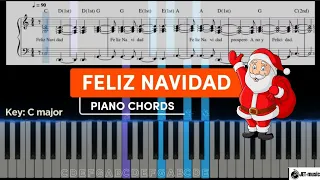 Feliz Navidad Piano Chords | Beginners Christmas songs | Piano Keyboard Tutorial Easy & Slow