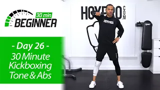 30 Minute BEGINNER Kickboxing Tone & Abs Workout | BEGINNERS 26