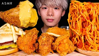 ASMR JOLLIBEE FRIED CHICKEN, BURGER, SPAGHETTI, FRIES 프라이드 치킨, 버거, 감자 튀김 炸雞 薯條 意粉 漢堡 | MAR ASMR