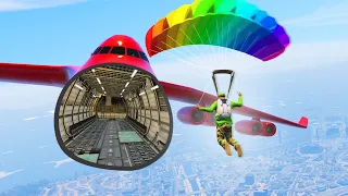 LAND IN THE FLYING CARGOPLANE CHALLENGE! (GTA 5 Funny Moments)