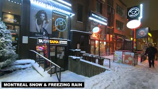 Montreal Freezing Rain and Snow Walk in Côte-des-Neiges