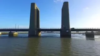 The Isle of Sheppey, Sheppey crossing bridge. Train lift bridge by drone.