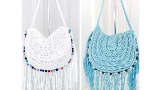 Crochet Festival Beaded and Fringed HandBag