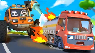 Tanker Truck is Leaking Oil | Monster Truck | Car Cartoon | Kids Song | BabyBus - Cars World