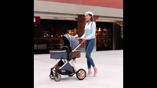 One Click Fold 3 in 1 Luxury Baby stroller with car seat baby carriage #stroller #pram