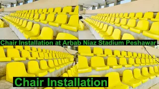 Chair installation at Arbab Niaz Cricket Stadium Peshawar 4-Oct-2022 #arbabniazstadiumlatestupdates