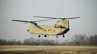 US Army Chinook Helicopter lands in Batavia