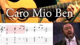 CARO MIO BEN - Full Tutorial with TAB - Fingerstyle Guitar