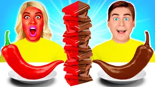 CHOCOLATE VS REAL FOOD CHALLENGE #4 | Last To STOP Eating Wins!100 Layers of Chocolate by BooBoom