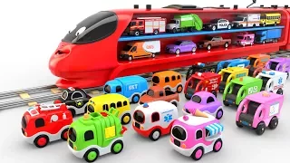 Colors for Children to Learn with Train Transporter Toy Street Vehicles - Educational Videos