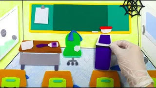 Teacher's mind waiting for students to go to school ::Felt-made cleaning stop motion