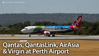 Qantas, QantasLink, AirAsia Indonesia and Virgin at Perth Airport.