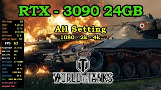 World of Tanks RTX 3090 24GB All Setting FPS & Gameplay 1080P & 2K & 4K