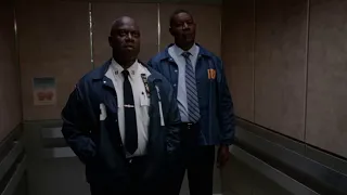 Captain Raymond Holt has an emotional meltdown in an elevator