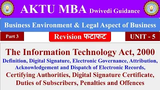 Business Environment and Legal Aspects of Business, The Informational Technology Act 2000, aktu mba