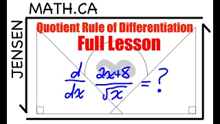 2.5 Quotient Rule of Differentiation (full lesson) | grade 12 MCV4U | jensenmath.ca