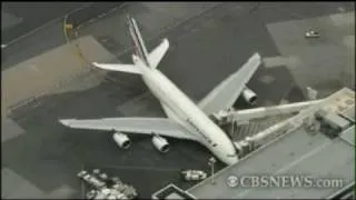 ~Air France A380 clips plane at JFK~