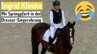 Mit dem Springpferd in der Dressur-Siegerehrung 😂 | Das kann nur INGRID KLIMKE! | CHIO Aachen 2018