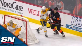All According To Plan For Flyers' Frost As Puck Bounces Off Skate, Over The Net And In